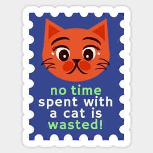 Cute Cat Mail Postal Stamp Sticker